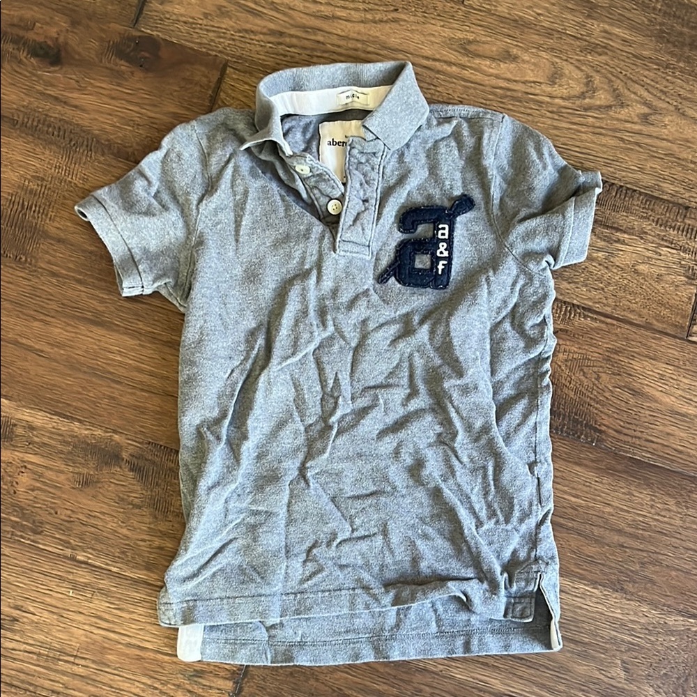 Boys Abercrombie Kids Gray Polo Shirt with Classic Collar and Short Sleeves